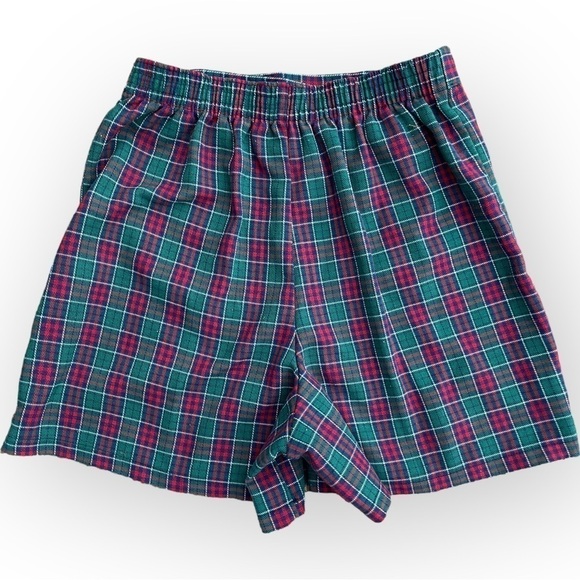 Vintage Kellys Kids Girls Green Red Navy Plaid Skort Skirt Elastic Waist Sz 7/8 - Picture 4 of 8